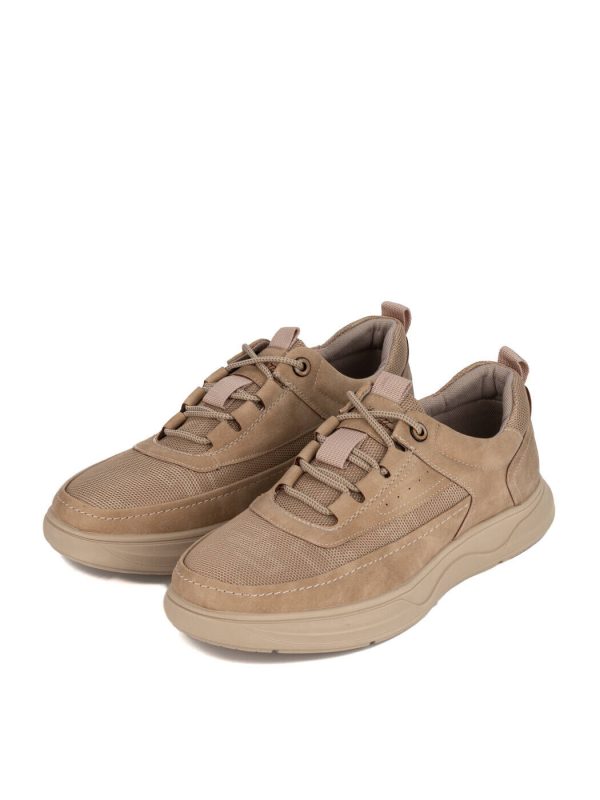 Baskets homme beige en faux nubuck