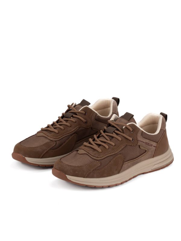 Baskets homme marron en faux nubuck